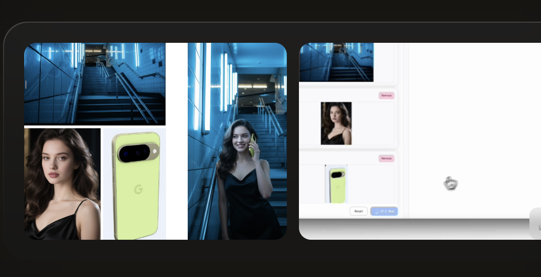 Mage Flow AI image generator product visual example collage